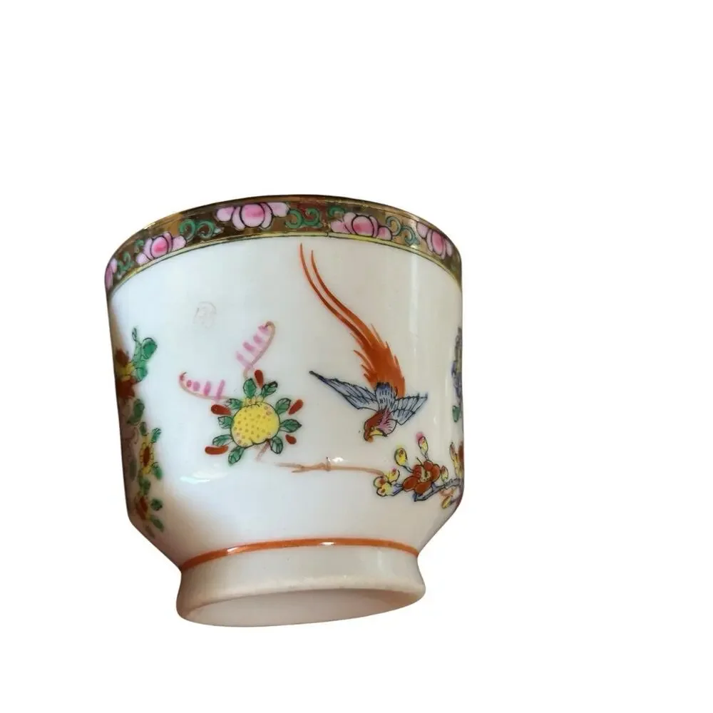 Vintage Chinese Porcelain Painting Tea Set, Hand Painted Birds & Flowers,